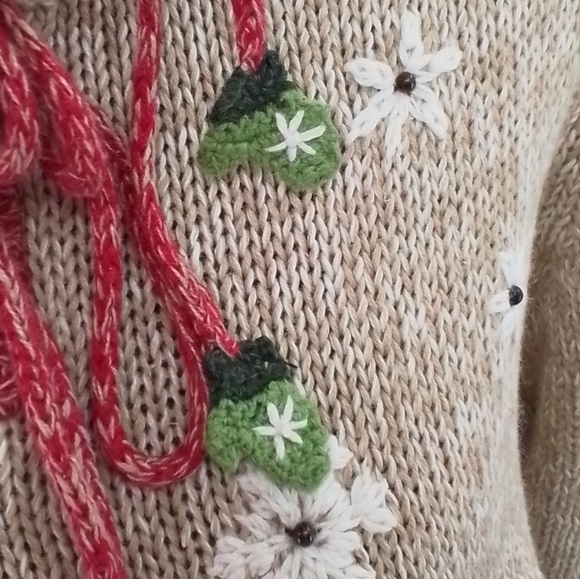 Timberlea Cream SNOWMAN With MITTENS 1/4 Zip Up Christmas Holiday Sweater Sz LG - Picture 2 of 7